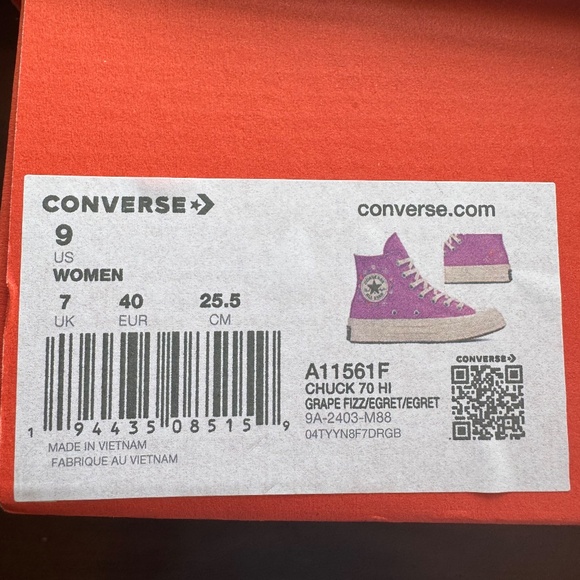 Converse Chuck 70 Purple with Embroidered Flowers Womens 9 - Picture 5 of 9